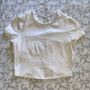 Urban outfitters white lace up t shirt Size L